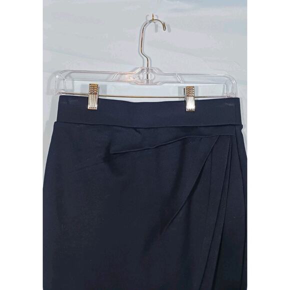 Puweer Women's Small Navy Blue Shaped Ruched Midi Pencil Skirt Rayon Blend NWT - Picture 3 of 9